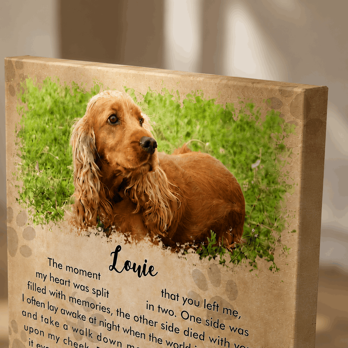 The Moment That You Left Me Dog Poem | Custom Dog Memorial Canvas Print | Heart Shape