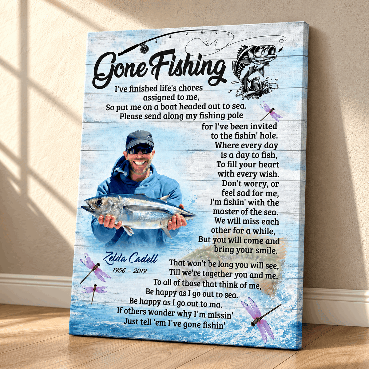 Gone Fishing Loss Memorial Canvas | Loss Memorial Gifts