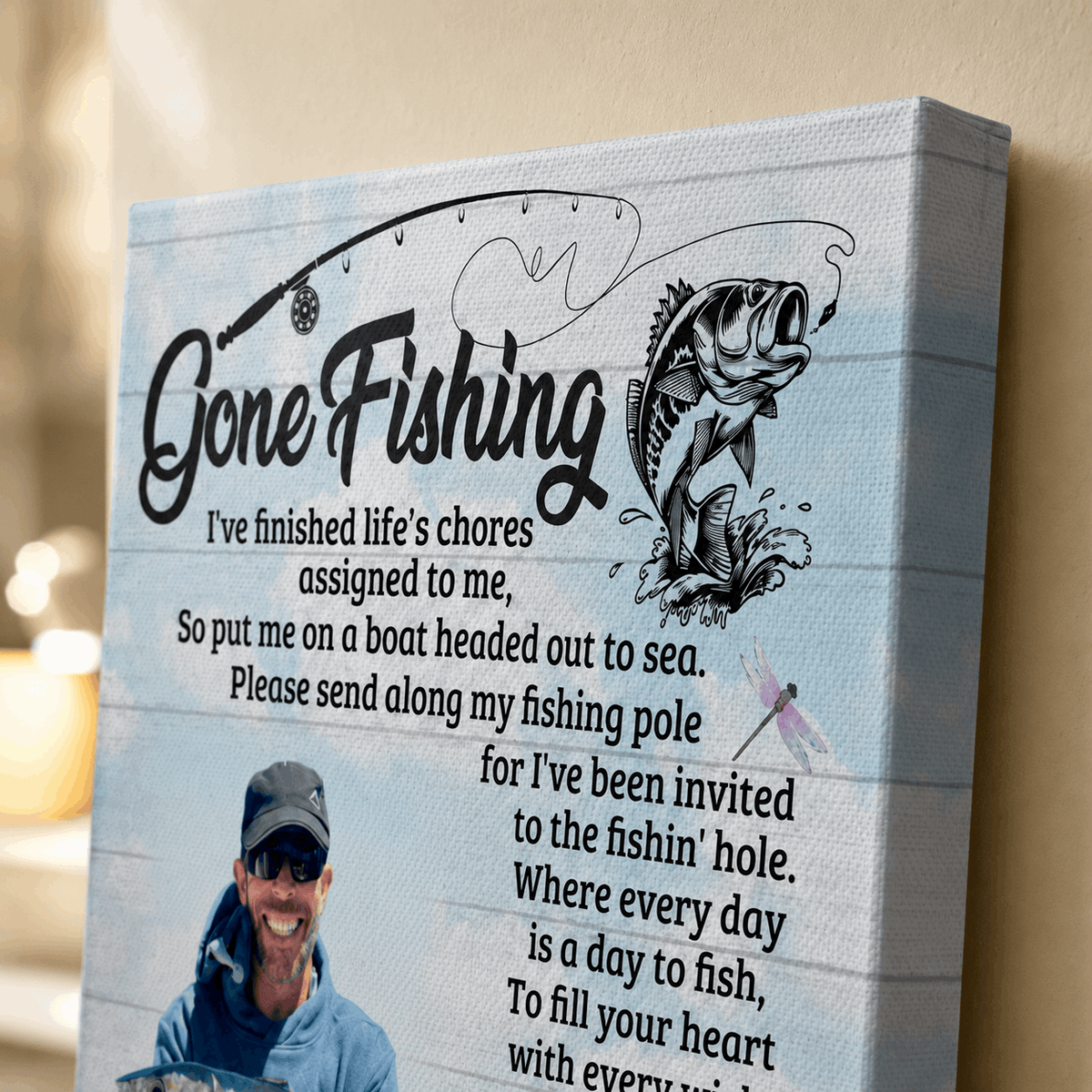 Gone Fishing Loss Memorial Canvas | Loss Memorial Gifts