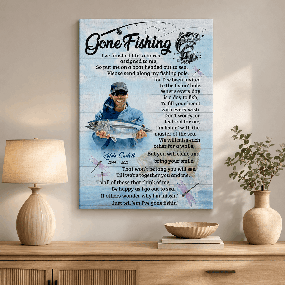 Gone Fishing Loss Memorial Canvas | Loss Memorial Gifts
