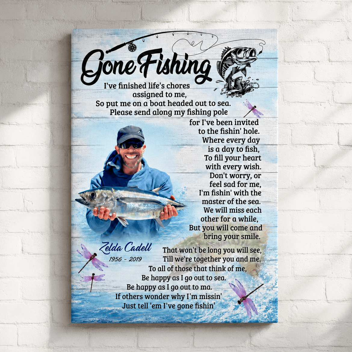 Gone Fishing Loss Memorial Canvas | Loss Memorial Gifts
