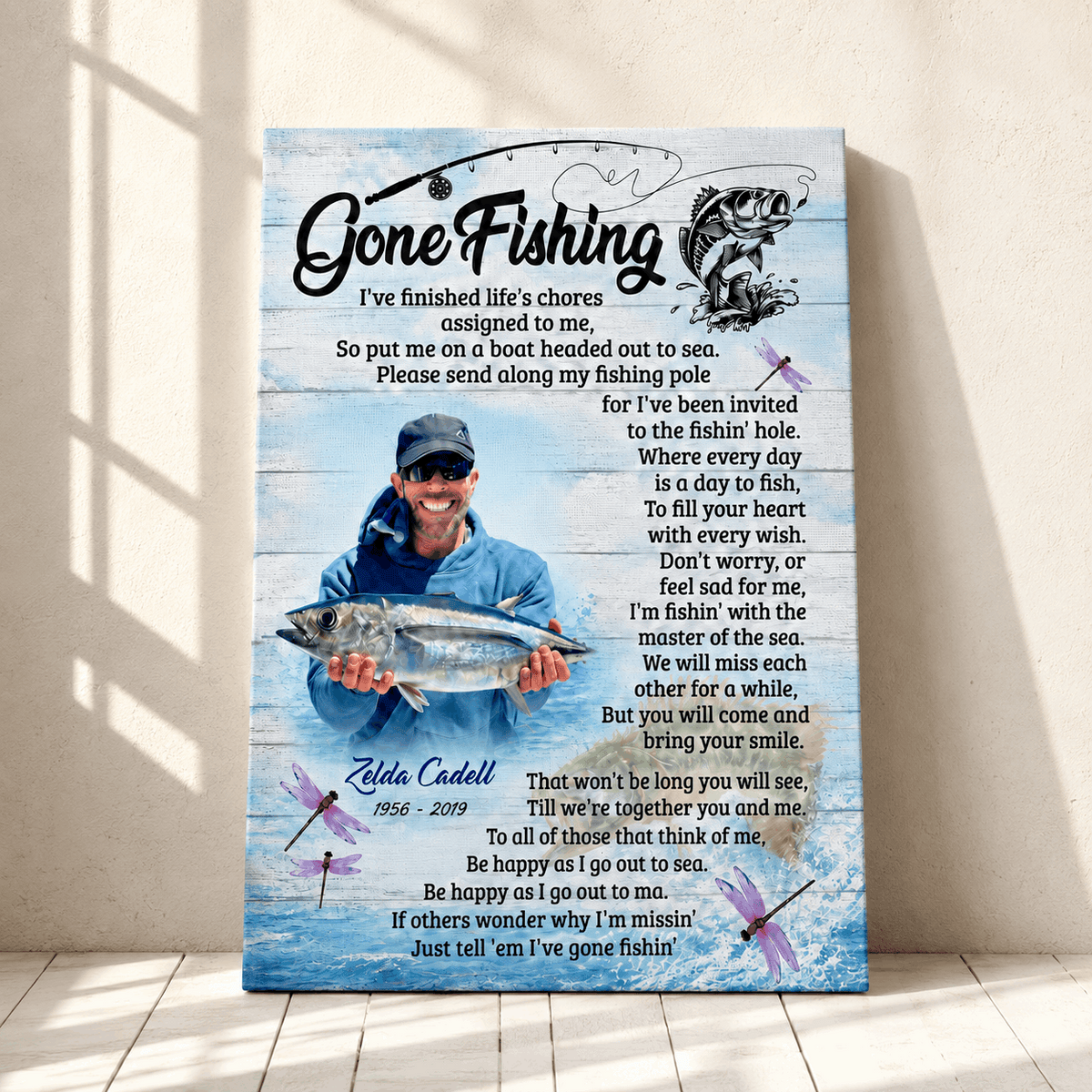 Gone Fishing Loss Memorial Canvas | Loss Memorial Gifts