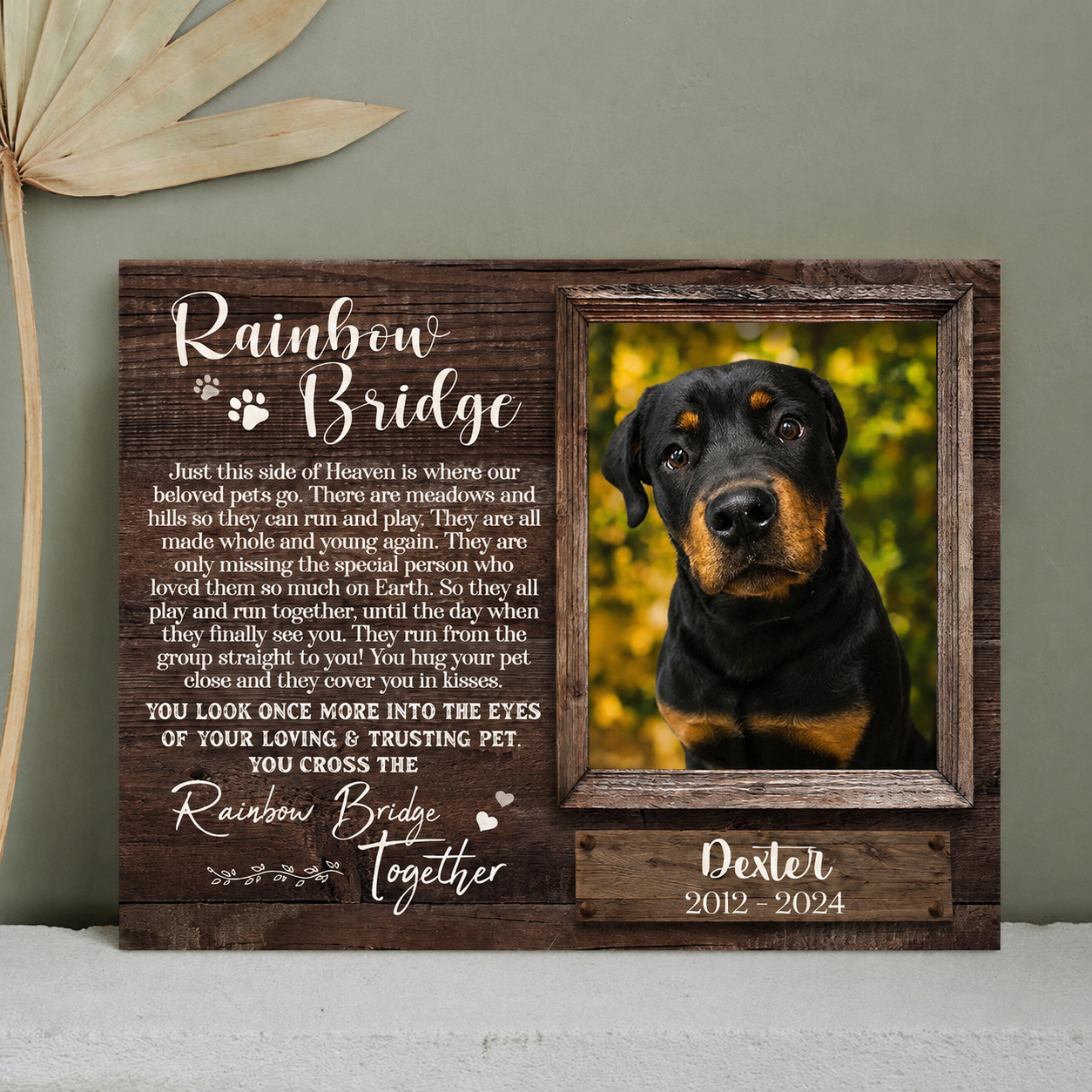 Rainbow Bridge Poem | Custom Dog Memorial Canvas | Dog Memorial Gifts