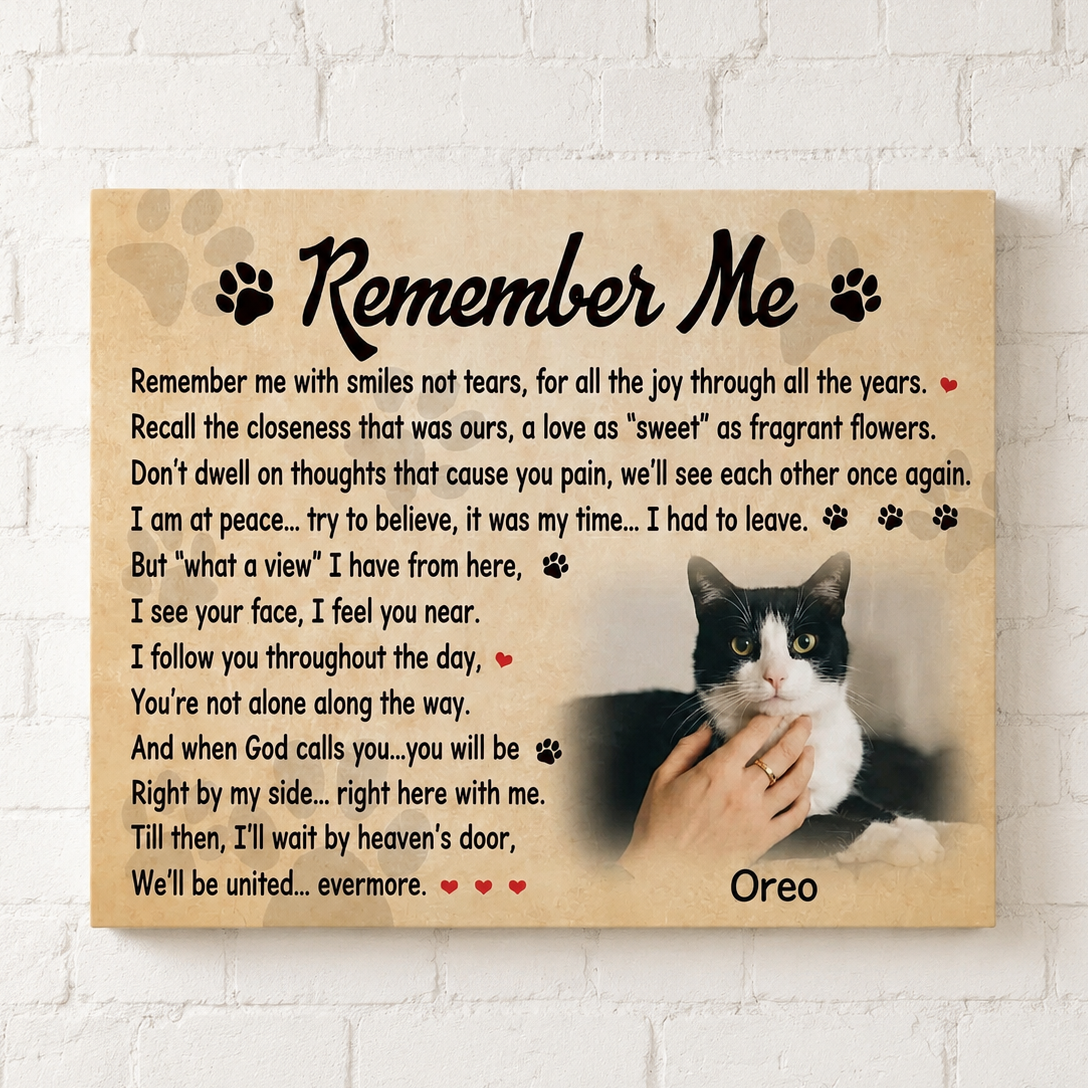 Cat Memorial Gifts | Custom Cat Memorial Canvas |  Remember Me Poem