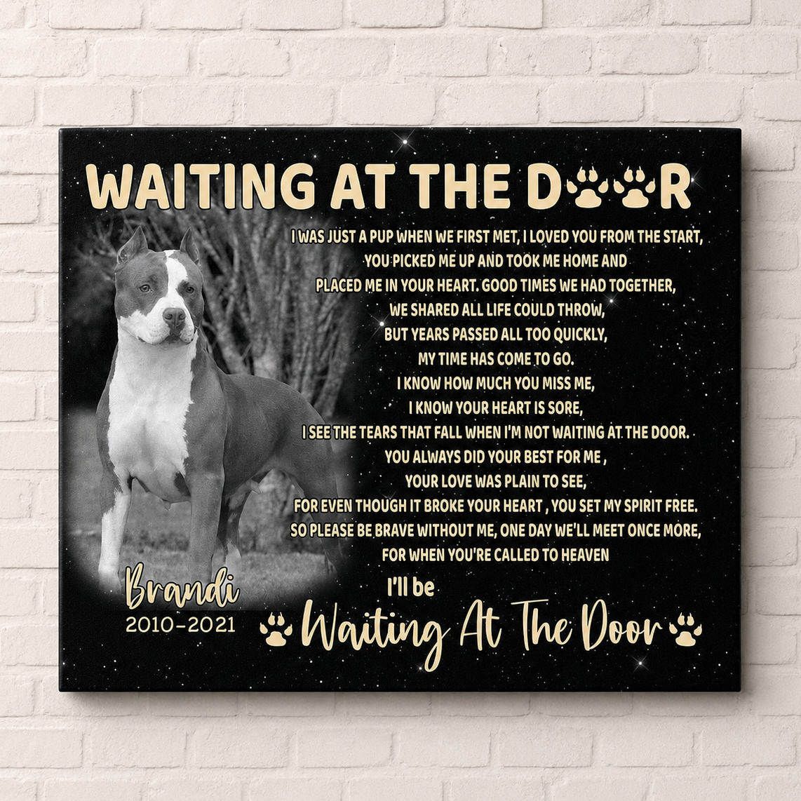Waiting At The Door Dog Poem | Custom Dog Memorial Canvas Print