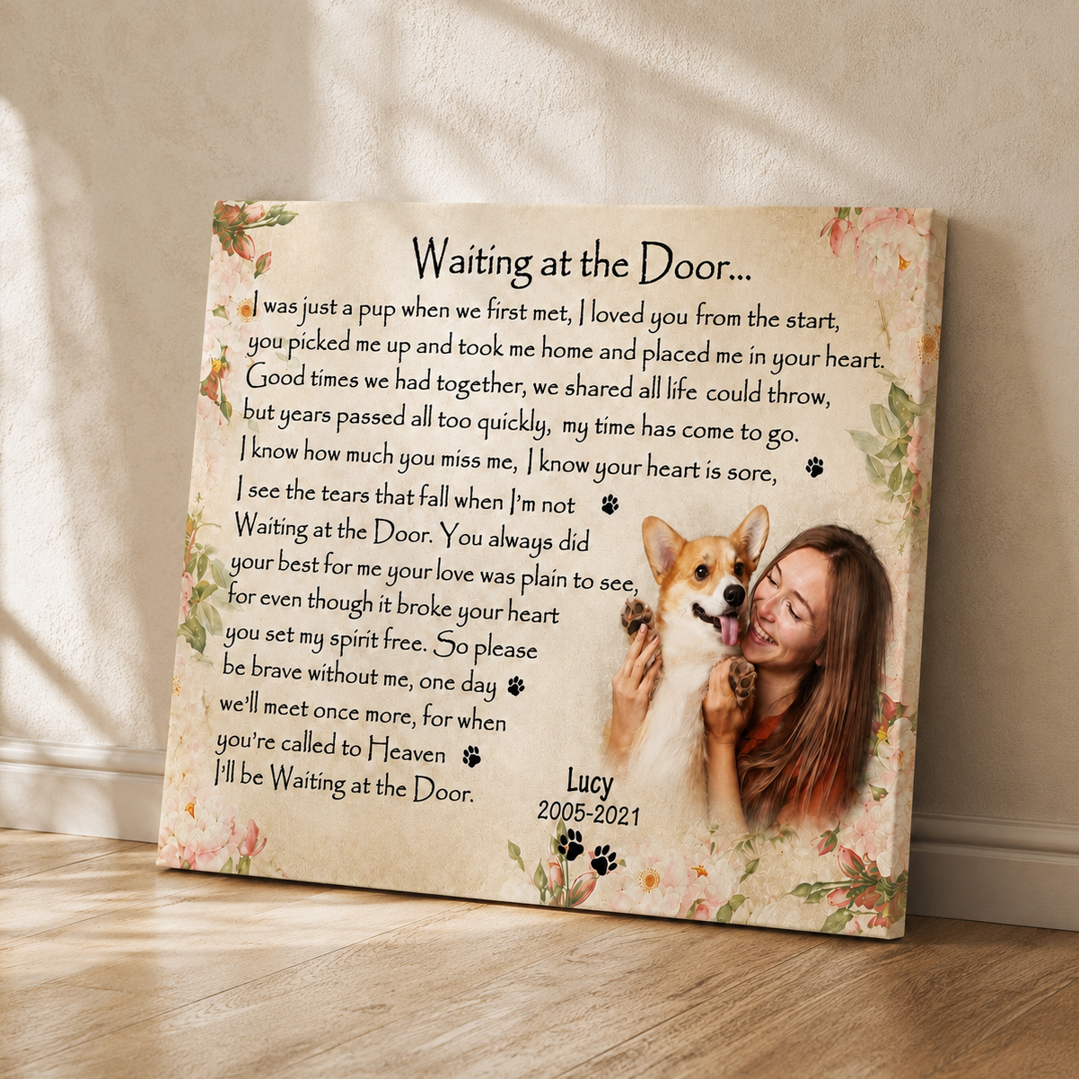 Waiting At The Door Dog Poem | Custom Dog Memorial Canvas Print