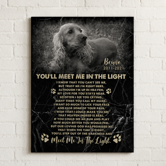 You'll Meet Me In The Light Poem | Custom Dog Memorial Canvas | Dog Memorial Gifts