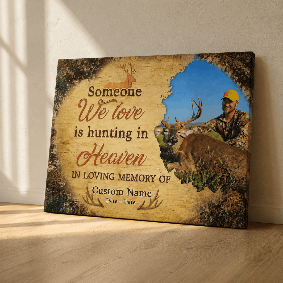 Someone We Love Is Hunting In Heaven Memorial Canvas| Memorial Gift For Loss