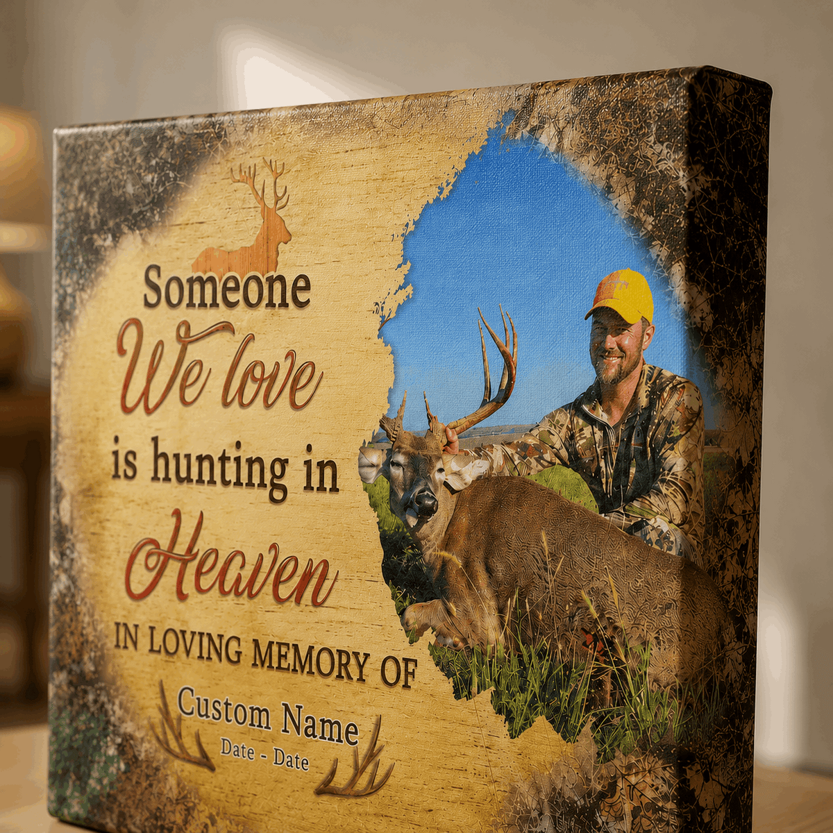 Someone We Love Is Hunting In Heaven Memorial Canvas| Memorial Gift For Loss