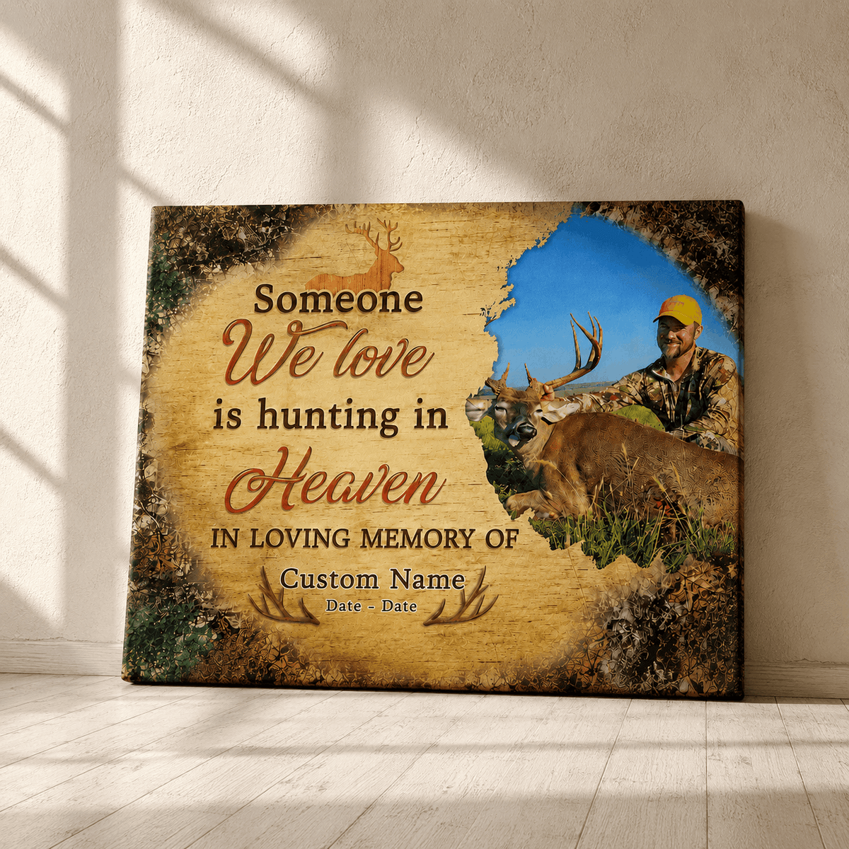 Someone We Love Is Hunting In Heaven Memorial Canvas| Memorial Gift For Loss
