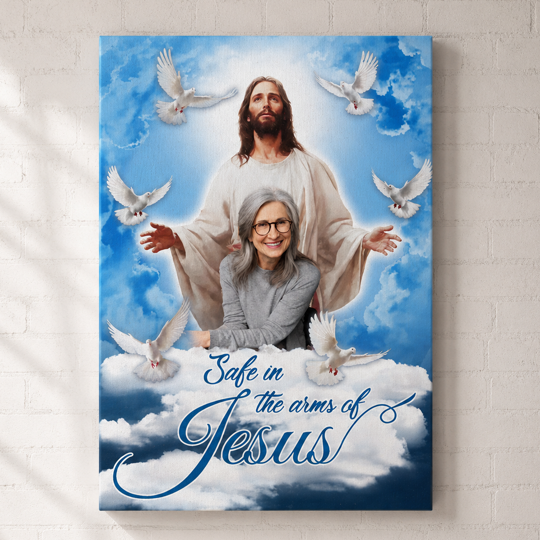 Safe In The Arm Of Jesus | Custom Memorial Canvas Print