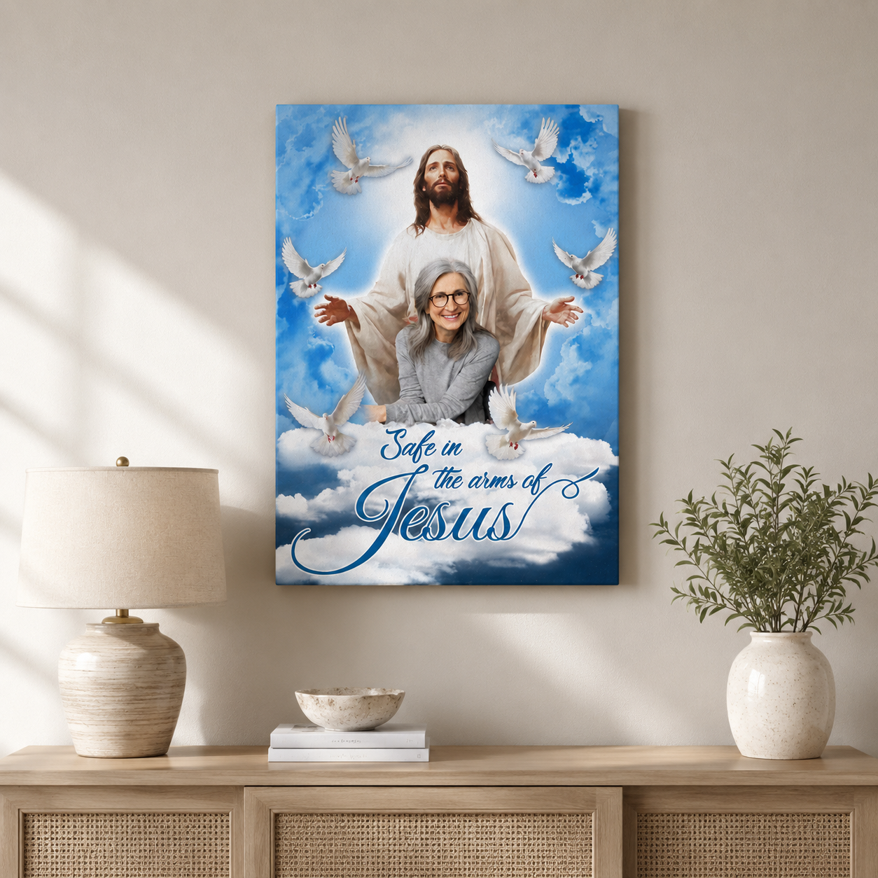 Safe In The Arm Of Jesus | Custom Memorial Canvas Print