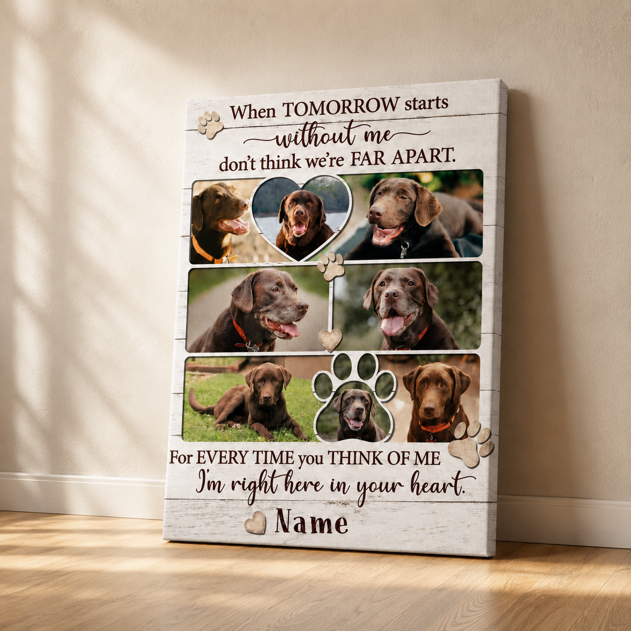 When Tomorrow Starts Without Me Dog Poem | Custom Dog Memorial Canvas Print