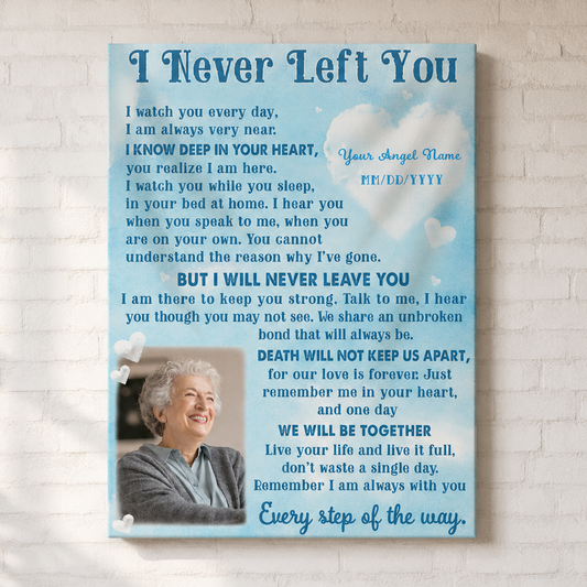 I Never Left You Sympathy Poem Memorial Canvas | Memorial Gift For Loss