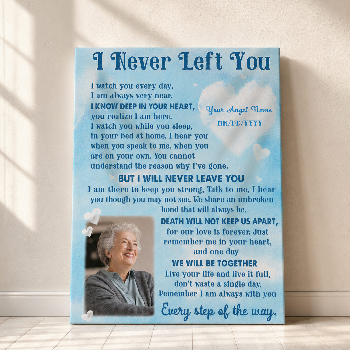 I Never Left You Sympathy Poem Memorial Canvas | Memorial Gift For Loss