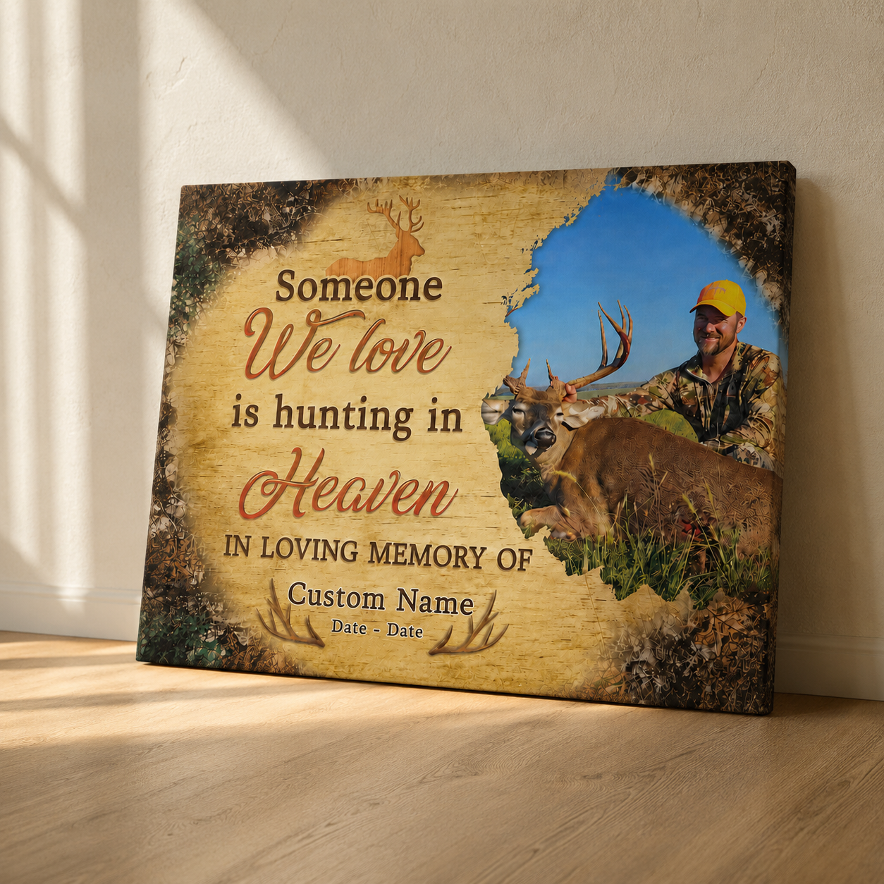 Someone We Love Is Hunting In Heaven Memorial Canvas| Memorial Gift For Loss