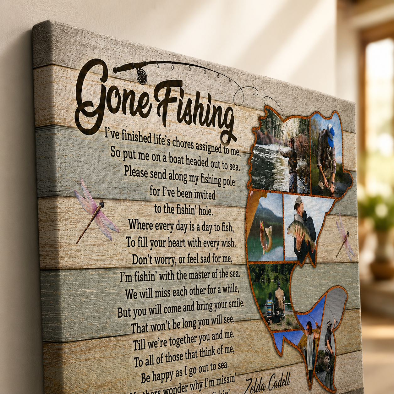 Gone Fishing Loss Memorial Canvas | Loss Memorial Gifts
