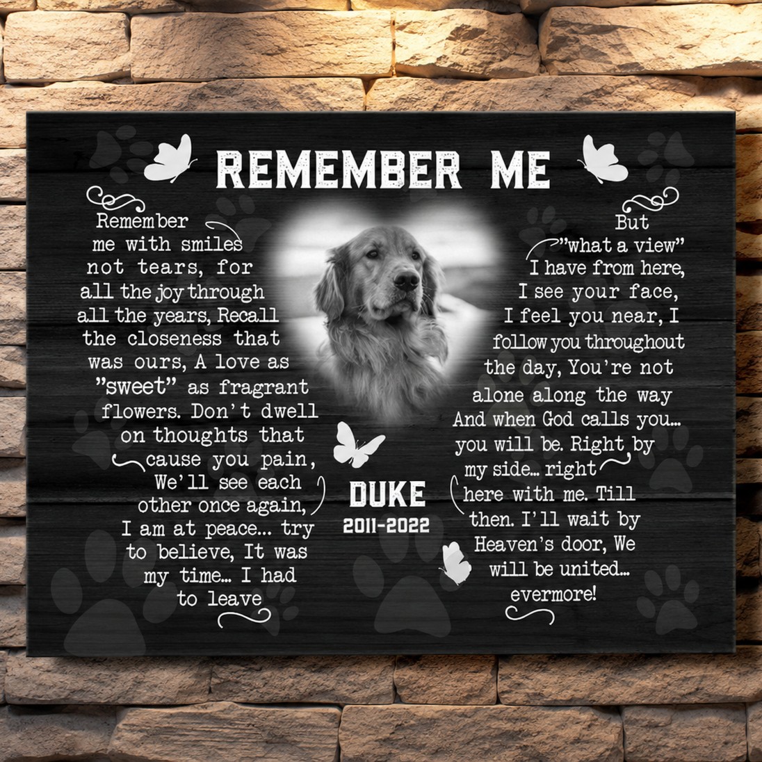 Remember Me Dog Poem | Custom Dog Memorial Canvas | Dog Memorial Gifts