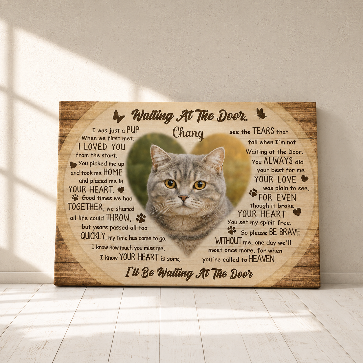 Waiting At The Door Poem | Custom Cat Memorial Canvas | Cat Memorial Gifts