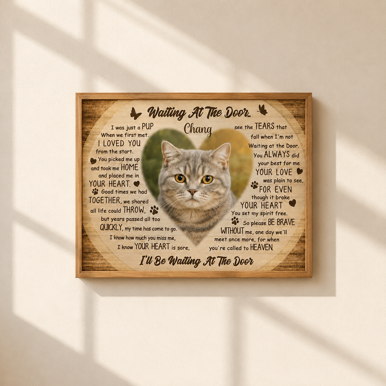 Waiting At The Door Poem | Custom Cat Memorial Canvas | Cat Memorial Gifts