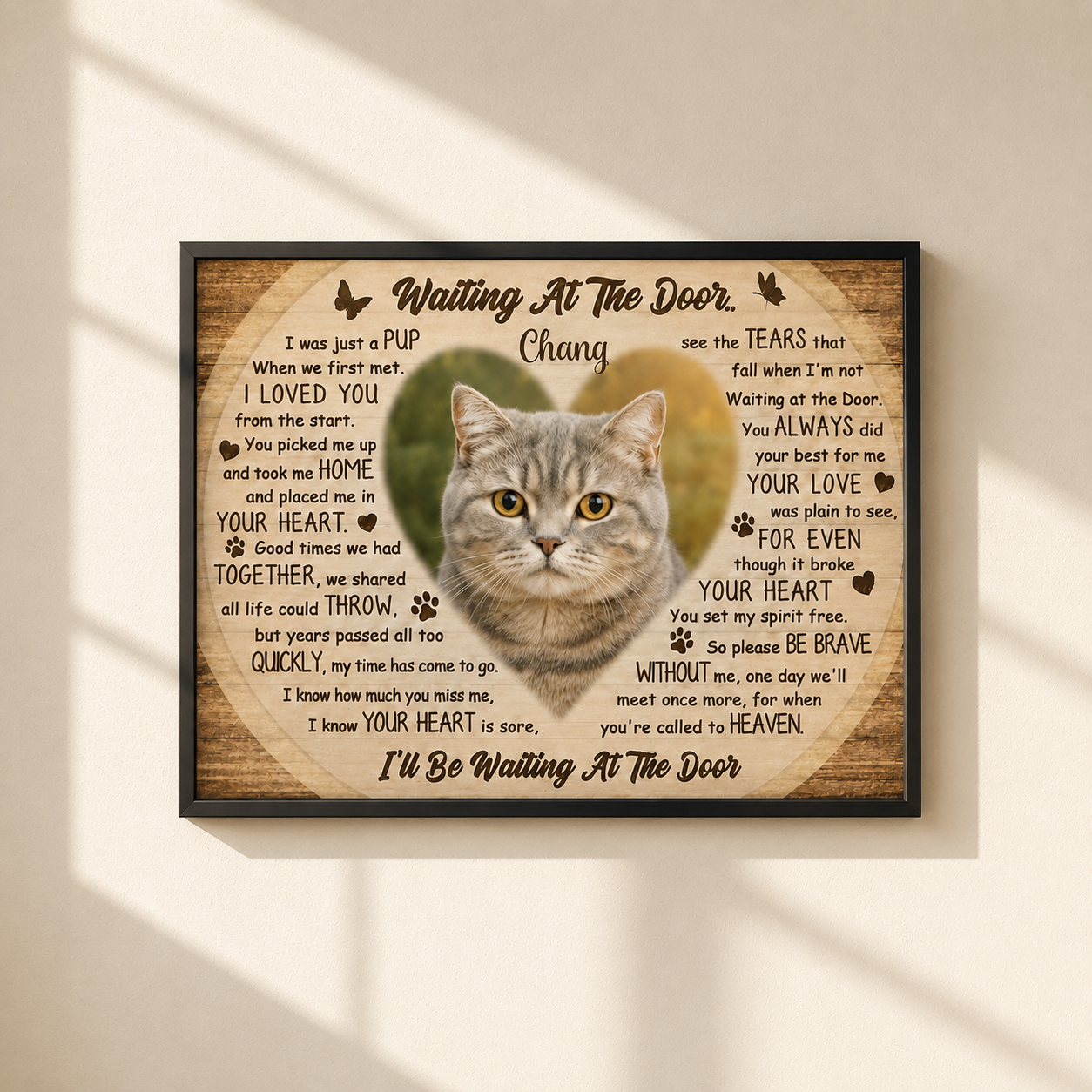 Waiting At The Door Poem | Custom Cat Memorial Canvas | Cat Memorial Gifts