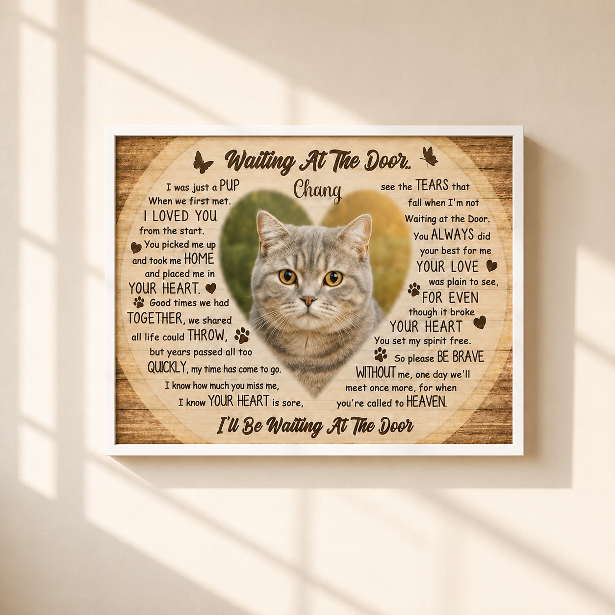 Waiting At The Door Poem | Custom Cat Memorial Canvas | Cat Memorial Gifts