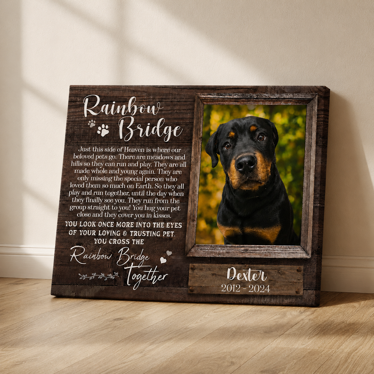Rainbow Bridge Poem | Custom Dog Memorial Canvas | Dog Memorial Gifts