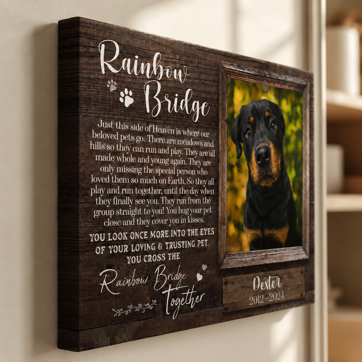 Rainbow Bridge Poem | Custom Dog Memorial Canvas | Dog Memorial Gifts