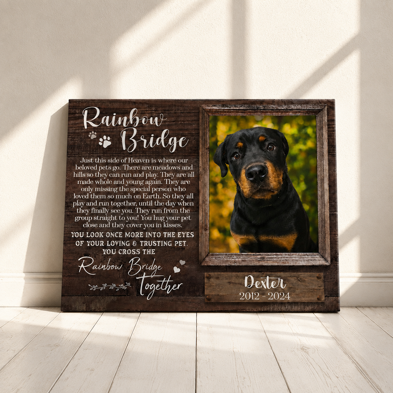 Rainbow Bridge Poem | Custom Dog Memorial Canvas | Dog Memorial Gifts