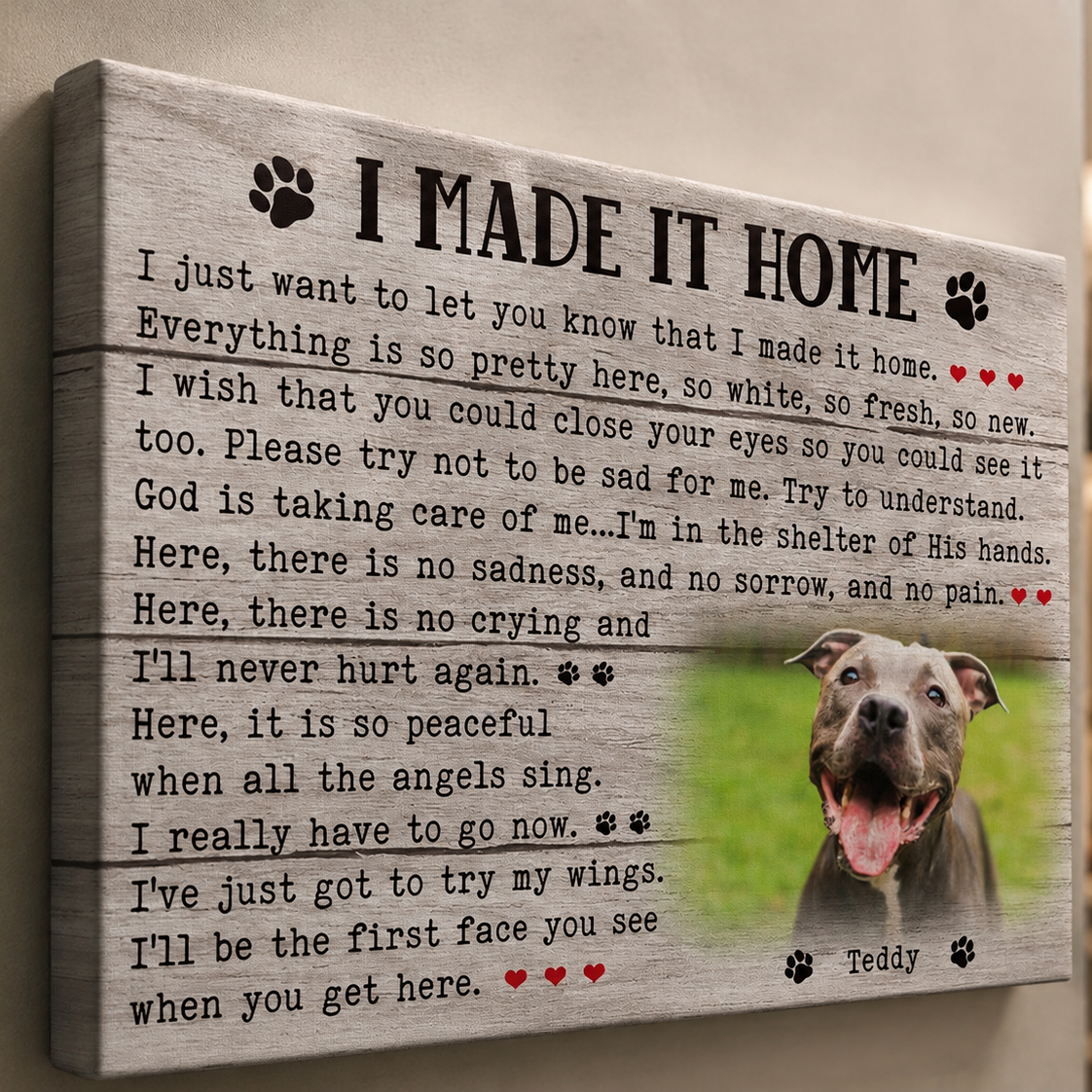 I Made It Home Dog Poem | Custom Dog Memorial Canvas | Dog Memorial Gifts