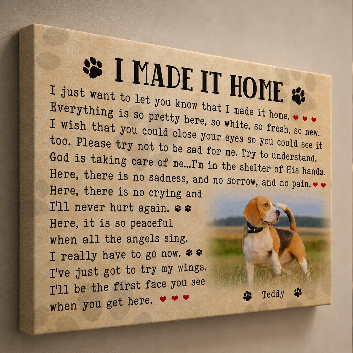 I Made It Home Dog Poem | Custom Dog Memorial Canvas | Dog Memorial Gifts
