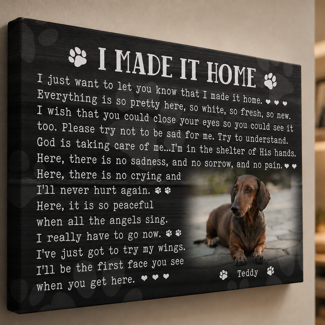 I Made It Home Dog Poem | Custom Dog Memorial Canvas | Dog Memorial Gifts