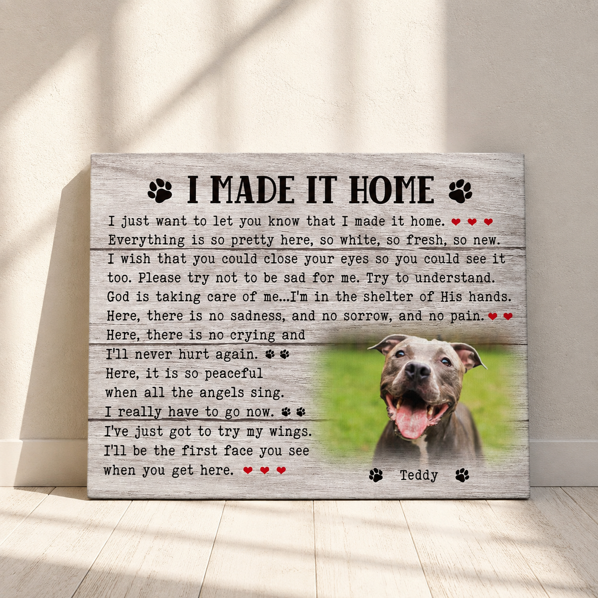 I Made It Home Dog Poem | Custom Dog Memorial Canvas | Dog Memorial Gifts
