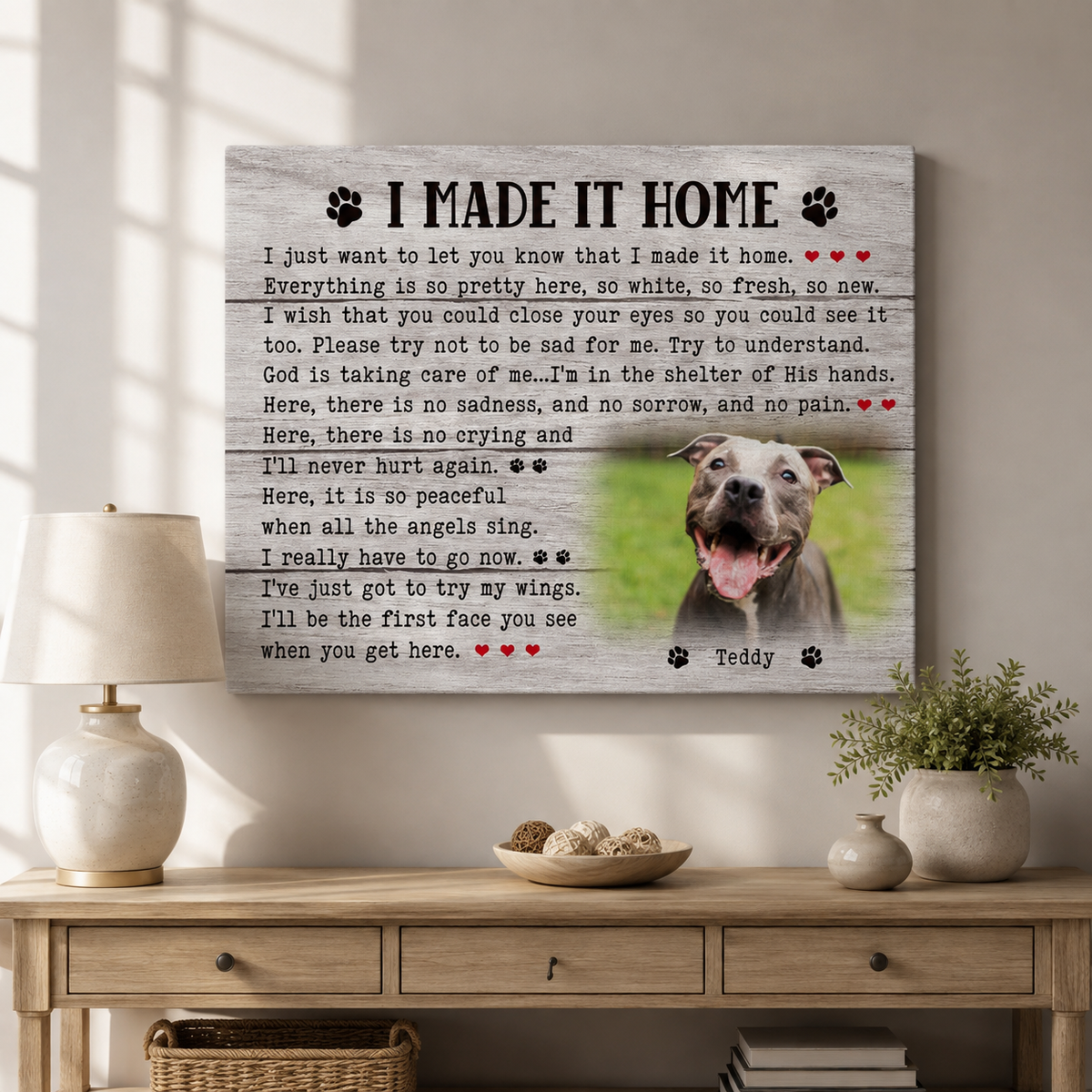 I Made It Home Dog Poem | Custom Dog Memorial Canvas | Dog Memorial Gifts