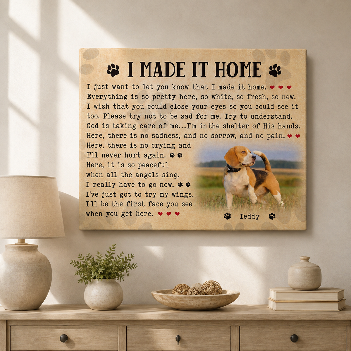 I Made It Home Dog Poem | Custom Dog Memorial Canvas | Dog Memorial Gifts
