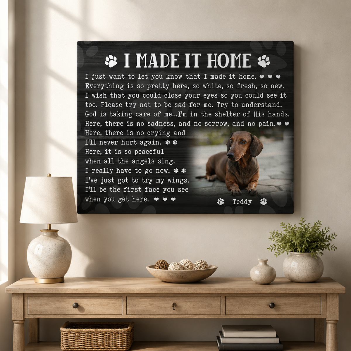 I Made It Home Dog Poem | Custom Dog Memorial Canvas | Dog Memorial Gifts
