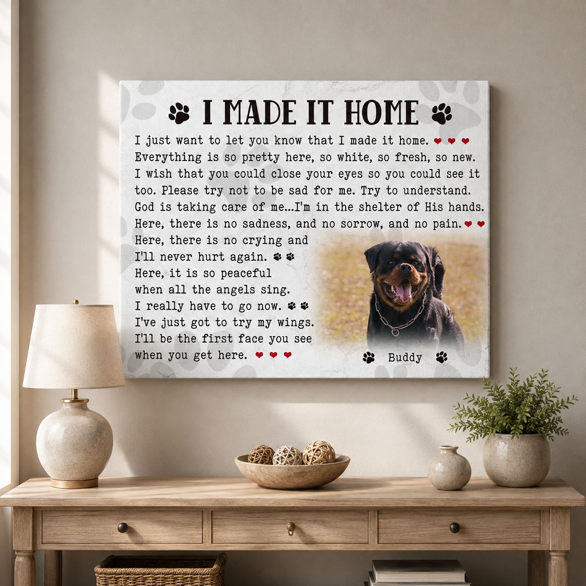 I Made It Home Dog Poem | Custom Dog Memorial Canvas | Dog Memorial Gifts