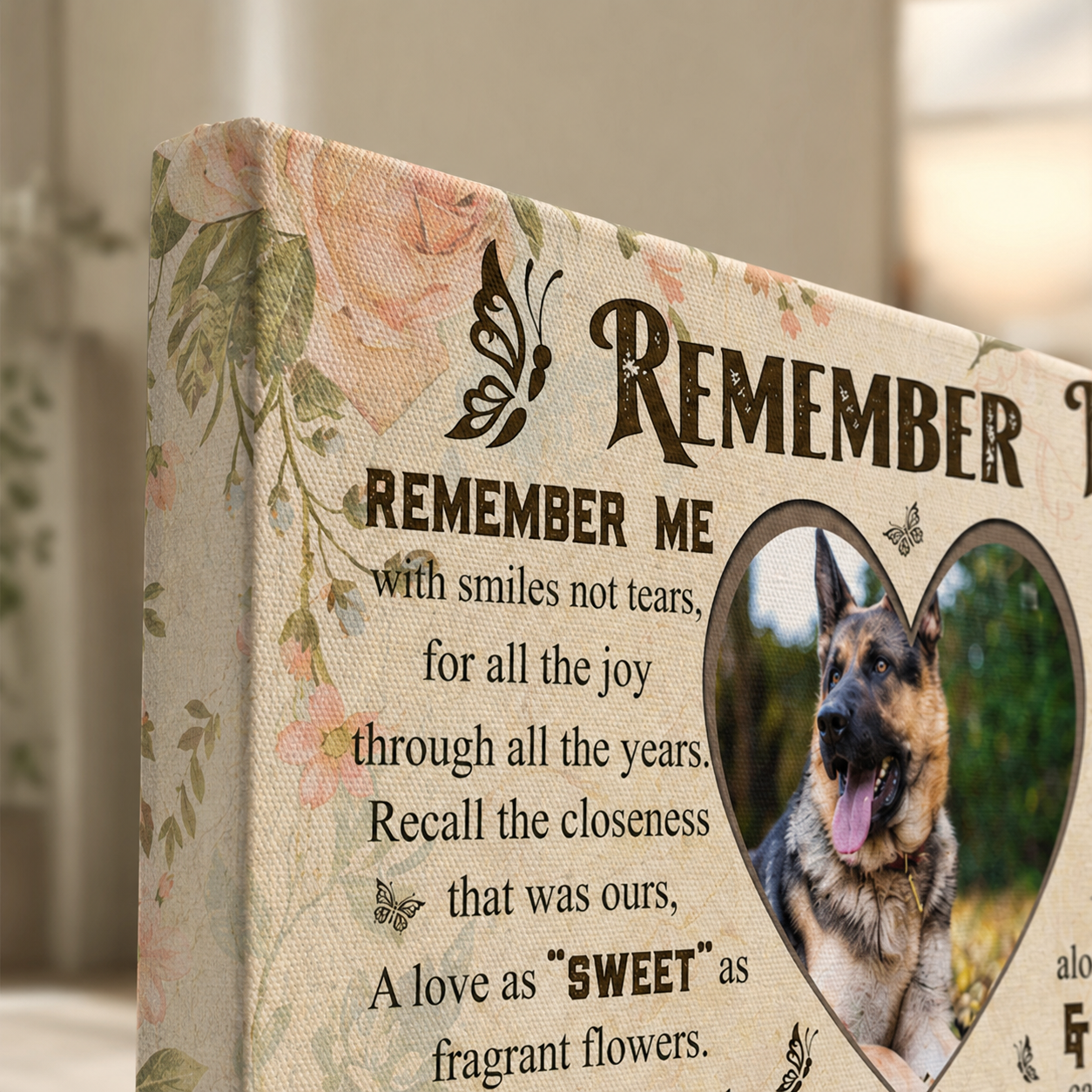 Remember Me Dog Poem | Custom Dog Memorial Canvas