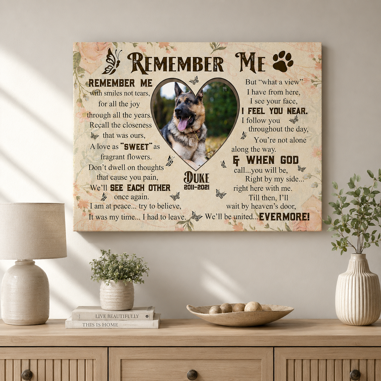 Remember Me Dog Poem | Custom Dog Memorial Canvas