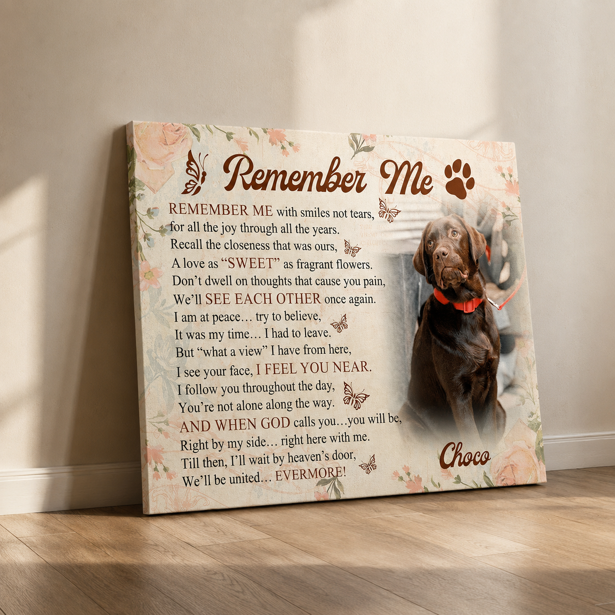 Remember Me Dog Poem | Custom Dog Memorial Canvas | Dog Memorial Gifts