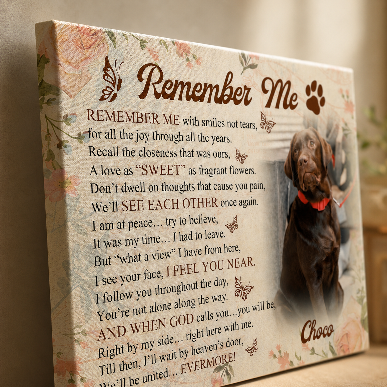 Remember Me Dog Poem | Custom Dog Memorial Canvas | Dog Memorial Gifts