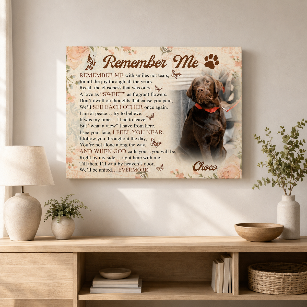 Remember Me Dog Poem | Custom Dog Memorial Canvas | Dog Memorial Gifts