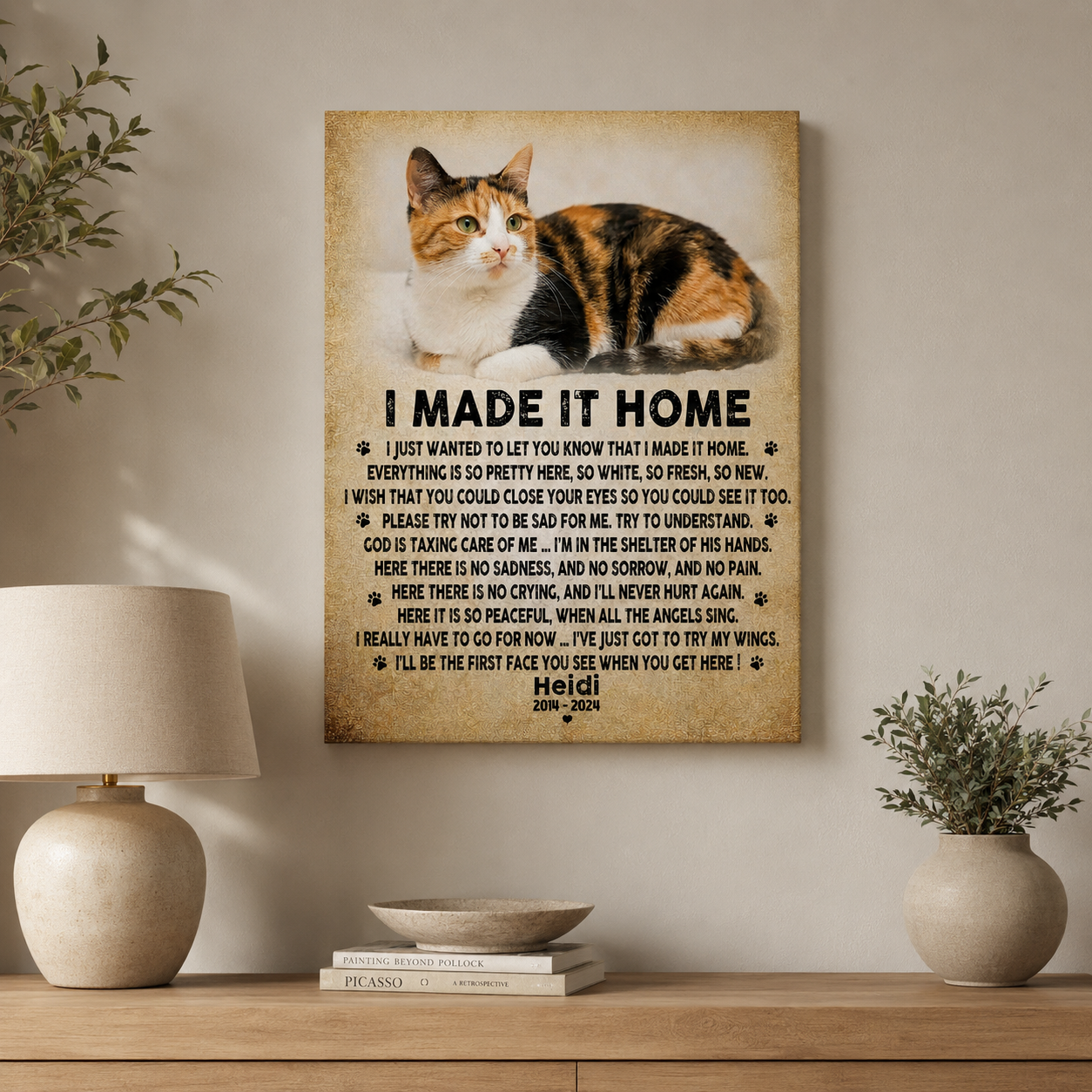 I Made It Home Poem | Custom Cat Memorial Canvas | Cat Memorial Gifts