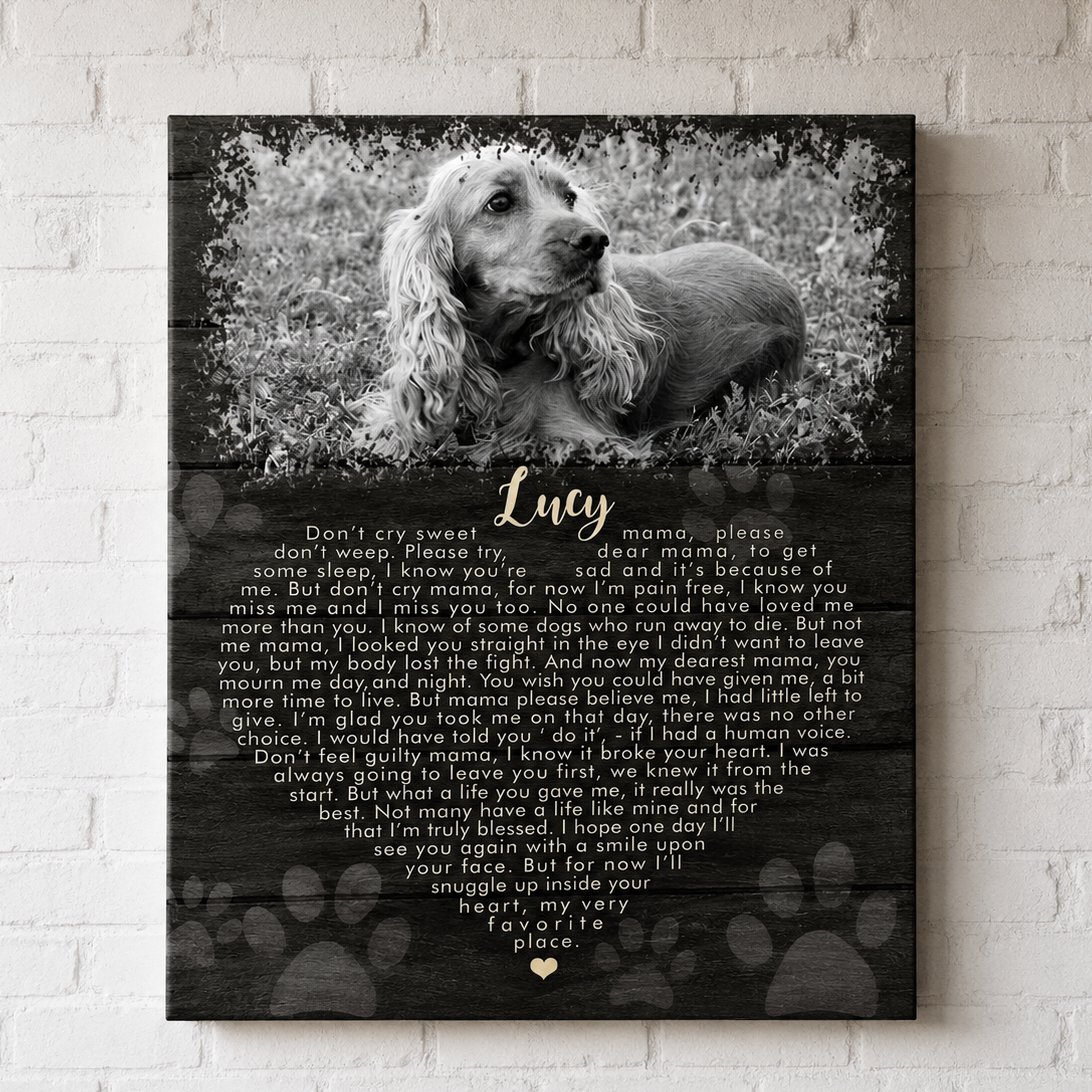Don't Cry Sweet Mama Dog Poem | Custom Dog Memorial Canvas | Dog Memorial Gifts