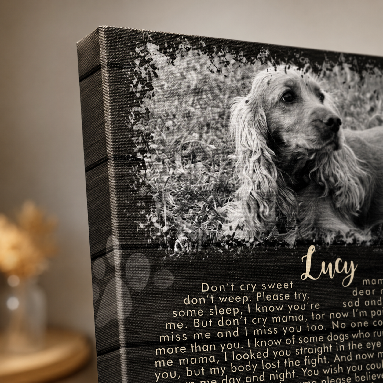 Don't Cry Sweet Mama Dog Poem | Custom Dog Memorial Canvas | Dog Memorial Gifts