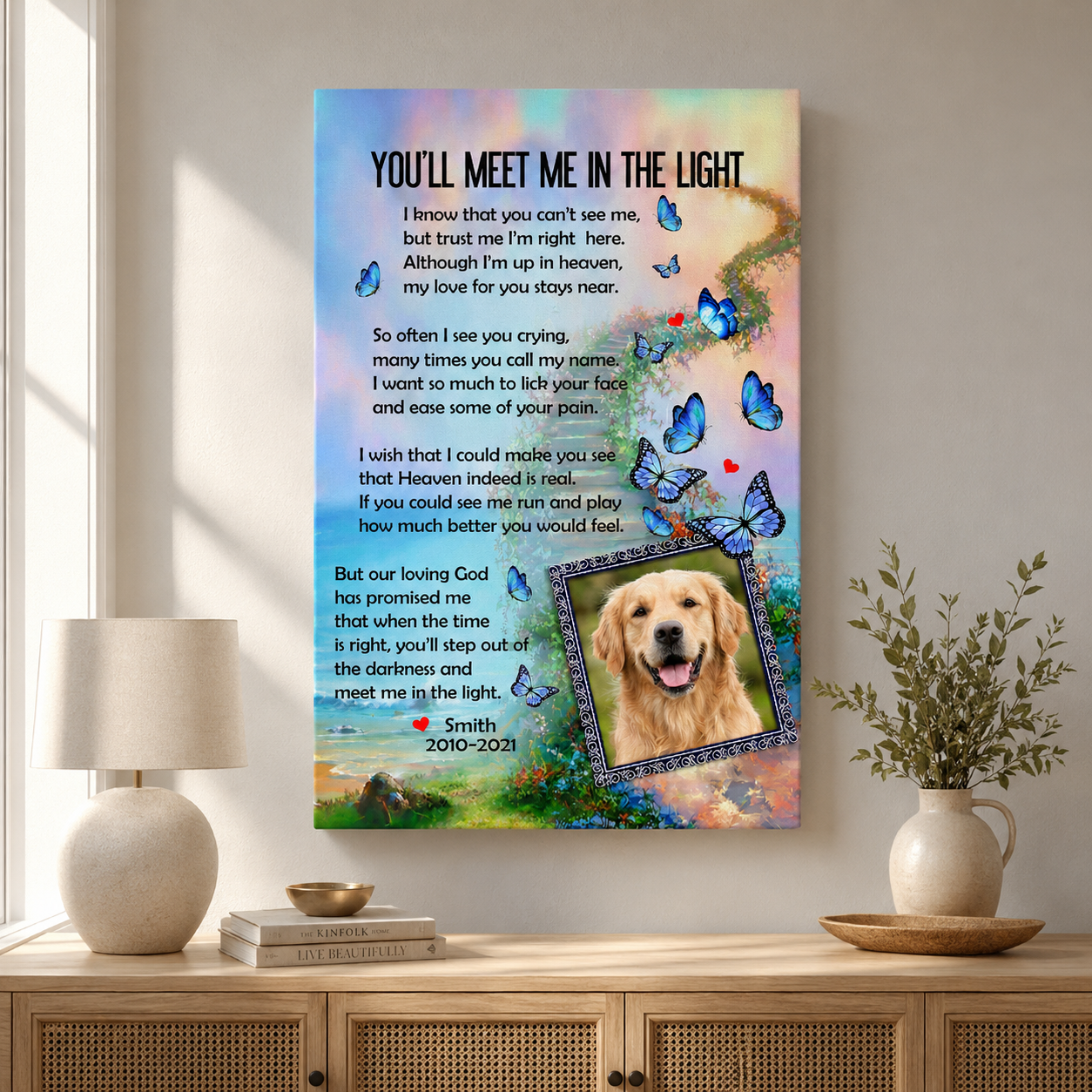 You'll Meet Me In The Light Poem | Custom Dog Memorial Canvas | Dog Memorial Gifts