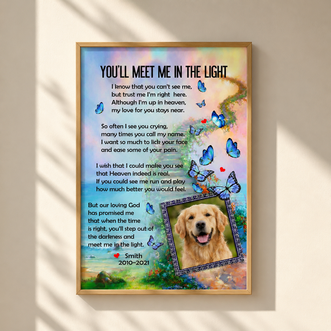 You'll Meet Me In The Light Poem | Custom Dog Memorial Canvas | Dog Memorial Gifts
