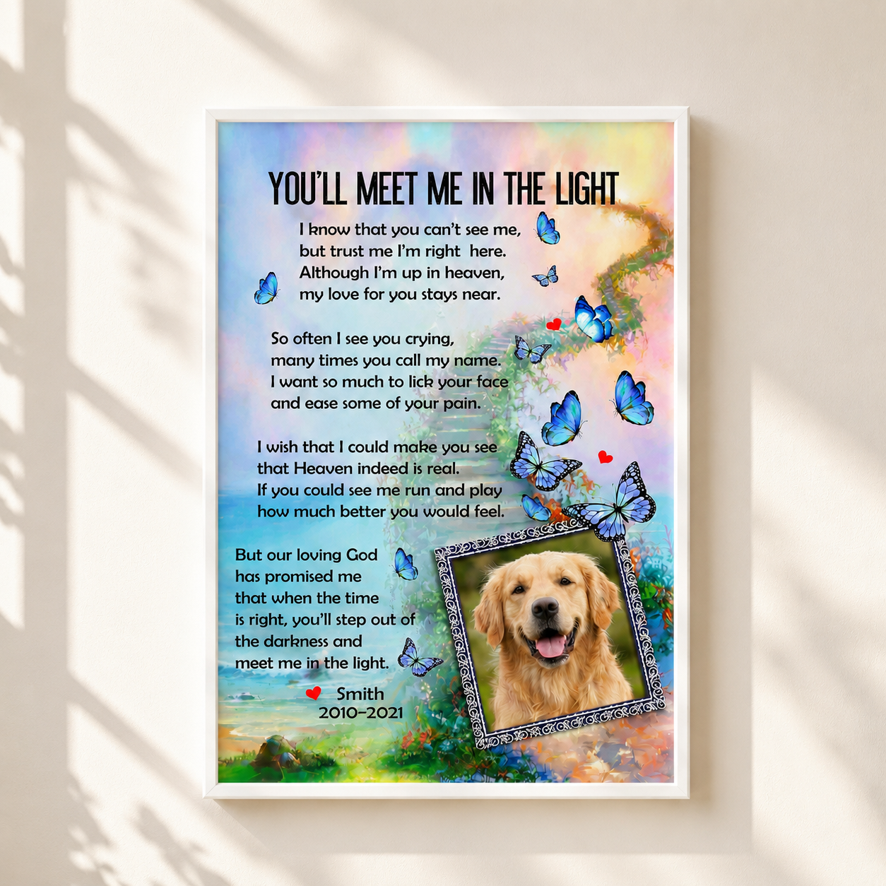 You'll Meet Me In The Light Poem | Custom Dog Memorial Canvas | Dog Memorial Gifts