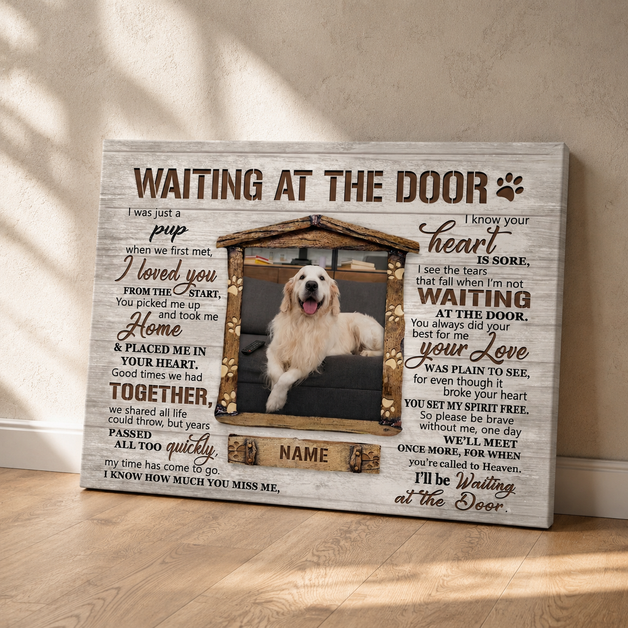 Waiting At The Door Poem | Custom Dog Memorial Canvas | Dog Memorial Gifts