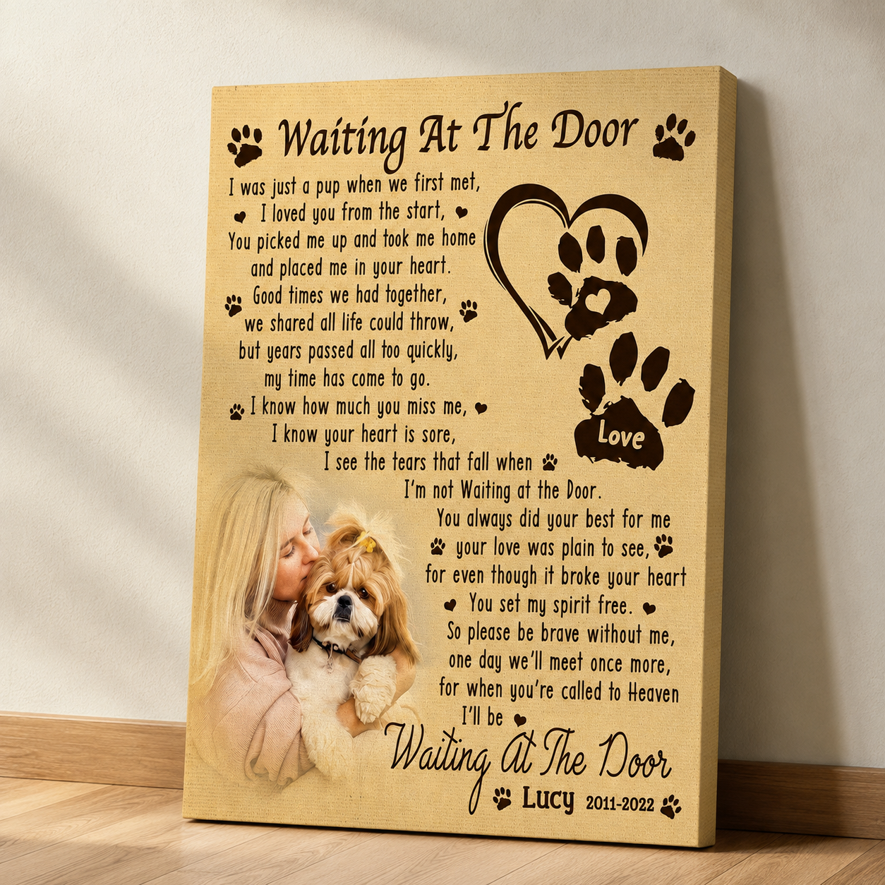 Waiting At The Door Dog Poem | Custom Dog Memorial Canvas Print